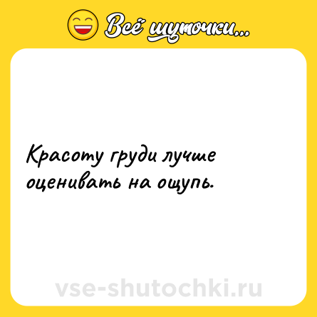 Шутка: Красоту груди лучше оценивать на ощупь.