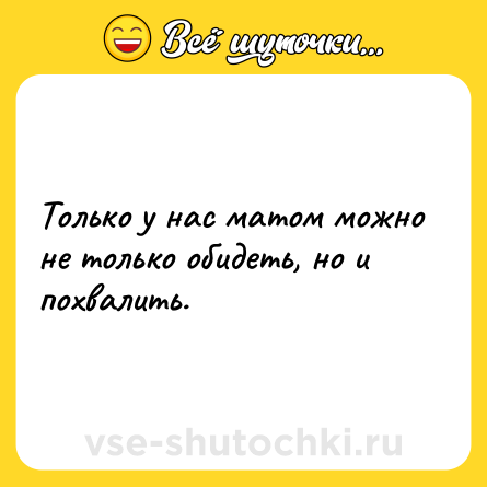 Шутка: Только у нас матом можно не только обидеть, но и похвалить.