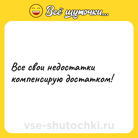 Шутка: Все свои недостатки компенсирую достатком!