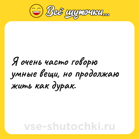 Шутка: Я очень часто говорю умные вещи, но продолжаю жить как дурак.