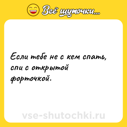 Шутка: Если тебе не с кем спать, спи с открытой форточкой.
