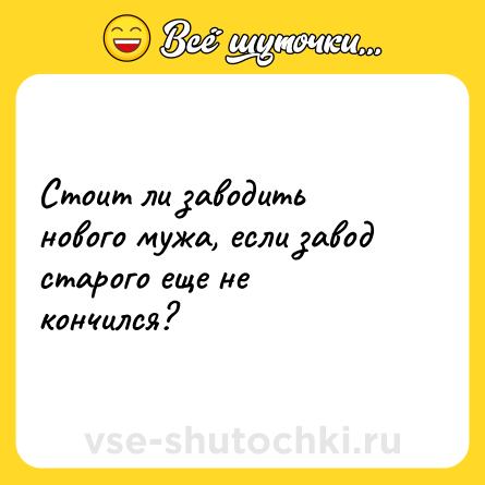 Шутка: Стоит ли заводить нового мужа, если завод старого еще не кончился?