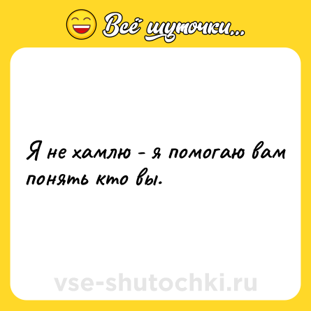 Шутка: Я не хамлю - я помогаю вам понять кто вы.