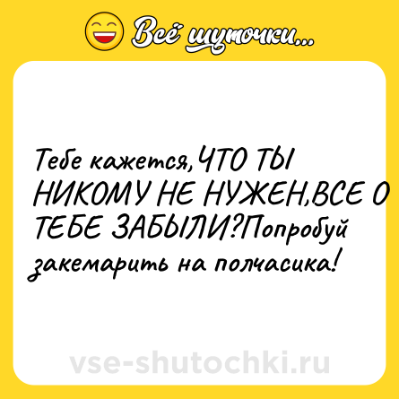 Шутка: Тебе кажется,ЧТО ТЫ НИКОМУ НЕ НУЖЕН,ВСЕ О ТЕБЕ ЗАБЫЛИ?Попробуй закемарить на полчасика!