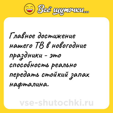 Шутка: Главное достижение нашего ТВ в новогодние праздники - это способность реально передать стойкий запах нафталина.