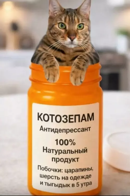 Твое лучшее лекарство от депрессии 🐈💊 - КОТОЗЕПАМ Антидепрессант 100 Натуральный продукт Побочки: царапины, шерсть на одежде