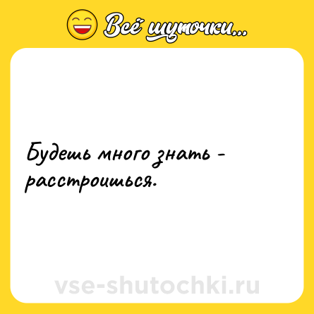 Шутка: Будешь много знать - расстроишься.