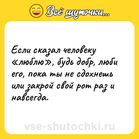 Шутка: Если сказал человеку «люблю», будь добр, люби его, пока ты не сдохнешь или закрой свой рот раз и навсегда.