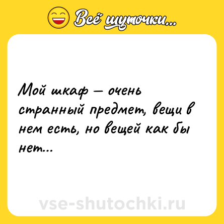 Шутка: Мой шкаф — очень странный предмет, вещи в нем есть, но вещей как бы нет…