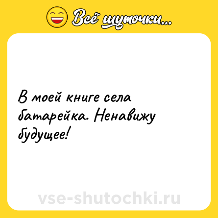Шутка: В моей книге села батарейка. Ненавижу будущее!