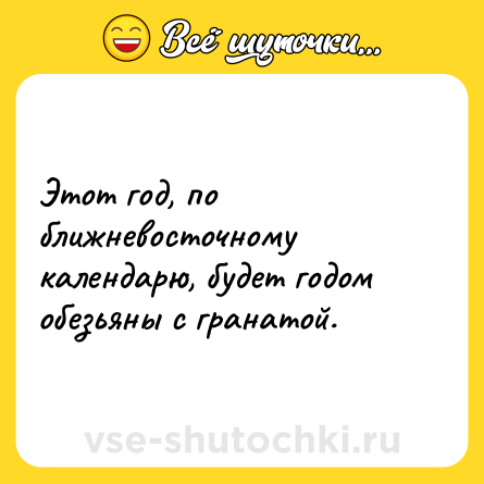 Шутка: Этот год, по ближневосточному календарю, будет годом обезьяны с гранатой.