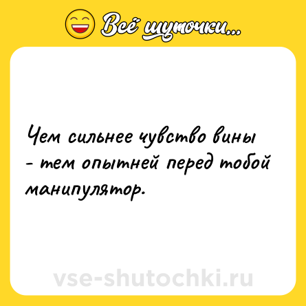 Шутка: Чем сильнее чувство вины - тем опытней перед тобой манипулятор.