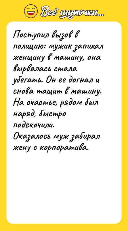 Поступил вызов в полицию: мужик запихал женщину в машину, она