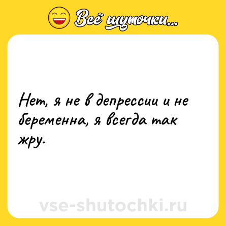 Шутка: Нет, я не в депрессии и не беременна, я всегда так жру.