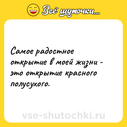 Шутка: Самое радостное открытие в моей жизни - это открытие красного полусухого.