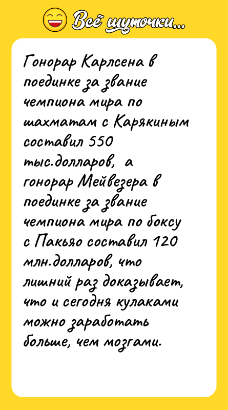 Гонорар Карлсена в поединке за звание чемпиона мира по шахматам