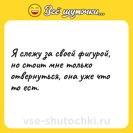 Шутка: Я слежу за своей фигурой, но стоит мне только отвернуться, она уже что то ест.