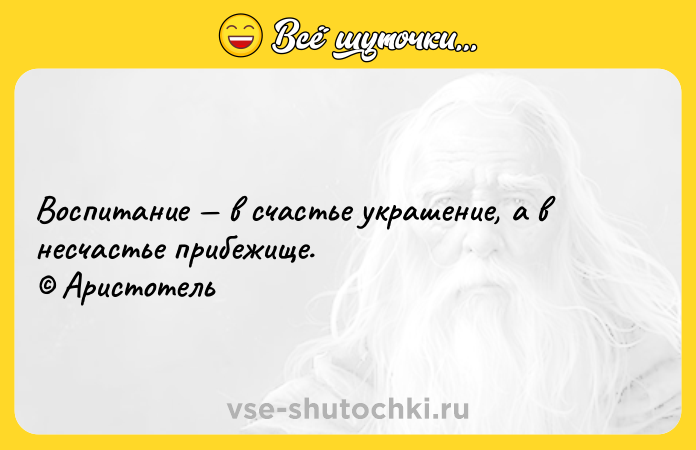 Цитата: Воспитание в счастье украшение, а в несчастье прибежище. Аристотель
