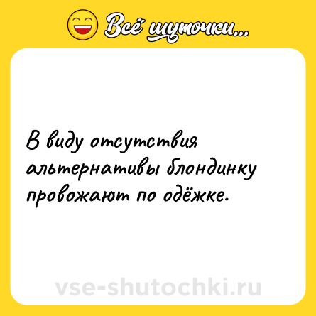 Шутка: В виду отсутствия альтернативы блондинку провожают по одёжке.