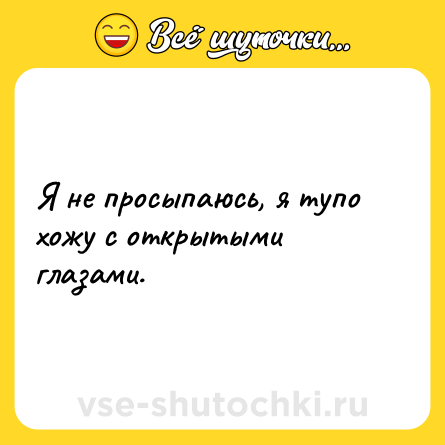 Шутка: Я не просыпаюсь, я тупо хожу с открытыми глазами.