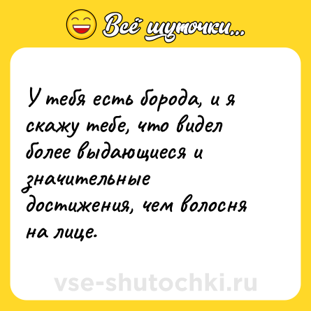 Шутка: У тебя есть борода, и я скажу тебе, что видел более выдающиеся и значительные достижения, чем волосня на лице.