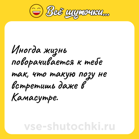 Шутка: Иногда жизнь поворачивается к тебе так, что такую позу не встретишь даже в Камасутре.