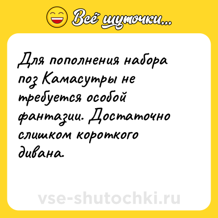 Шутка: Для пополнения набора поз Камасутры не требуется особой фантазии. Достаточно слишком короткого дивана.<br>