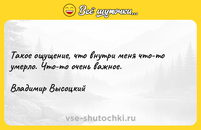 Цитата: Такое ощущение, что внутри меня что-то умерло. Что-то очень важное.Владимир Высоцкий