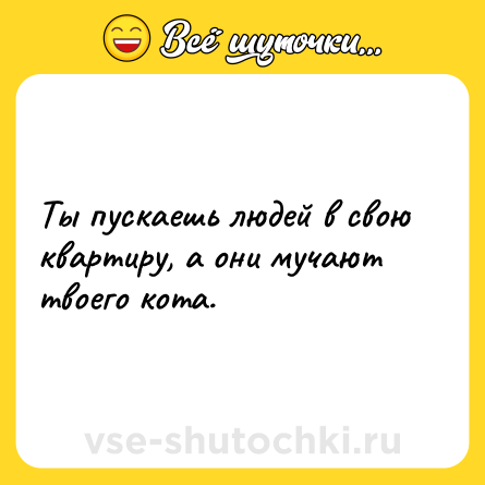 Шутка: Ты пускаешь людей в свою квартиру, а они мучают твоего кота.