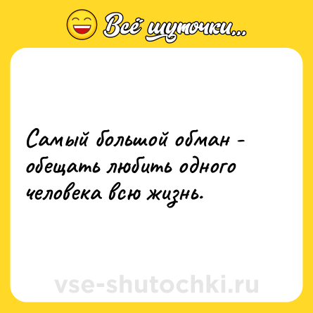 Шутка: Самый большой обман - обещать любить одного человека всю жизнь.