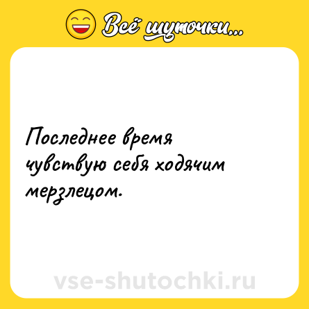Шутка: Последнее время чувствую себя ходячим мерзлецом.