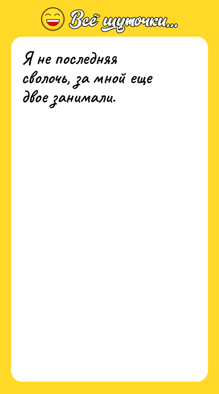 Я не последняя сволочь, за мной еще двое занимали.