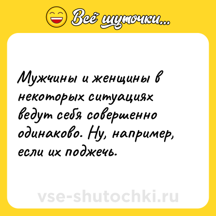 Шутка: Мужчины и женщины в некоторых ситуациях ведут себя совершенно одинаково. Ну, например, если их поджечь.