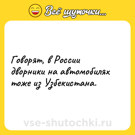 Шутка: Говорят, в России дворники на автомобилях тоже из Узбекистана.