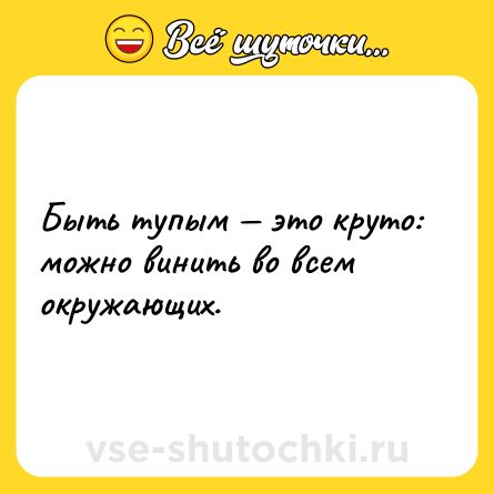Шутка: Быть тупым это круто: можно винить во всем окружающих.