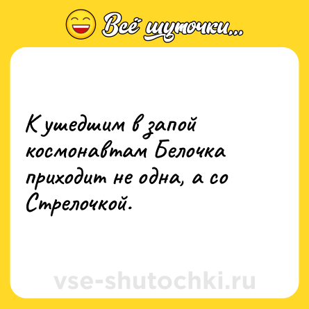 Шутка: К ушедшим в запой космонавтам Белочка приходит не одна, а со Стрелочкой.