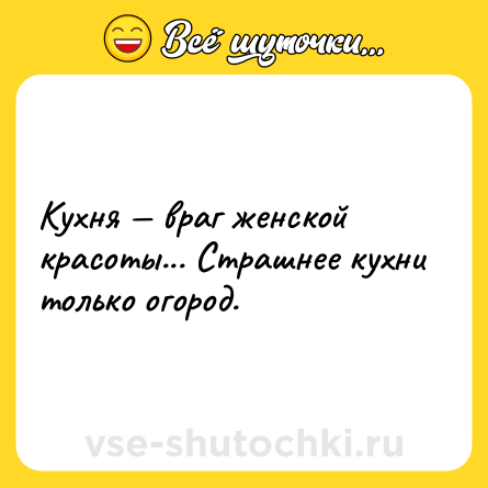 Шутка: Кухня — враг женской красоты... Страшнее кухни только огород.