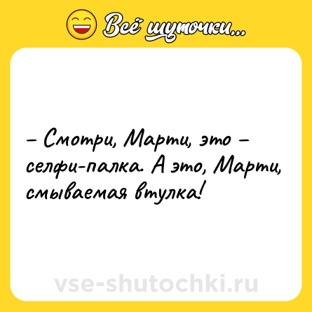 Шутка: – Смотри, Марти, это – селфи-палка. А это, Марти, смываемая втулка!