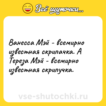 Шутка: Ванесса Мэй - всемирно известная скрипачка. А Тереза Мэй - всемирно известная скрипучка.