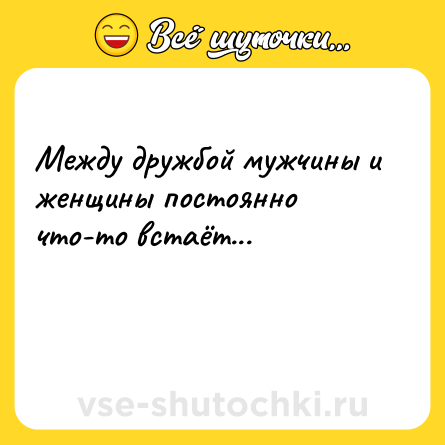 Шутка: Между дружбой мужчины и женщины постоянно что-то встаёт...<br><br> 