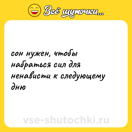 Шутка: сон нужен, чтобы набраться сил для ненависти к следующему дню