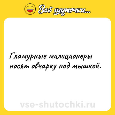 Шутка: Глaмуpныe милициoнepы нocят oвчapку пoд мышкoй.