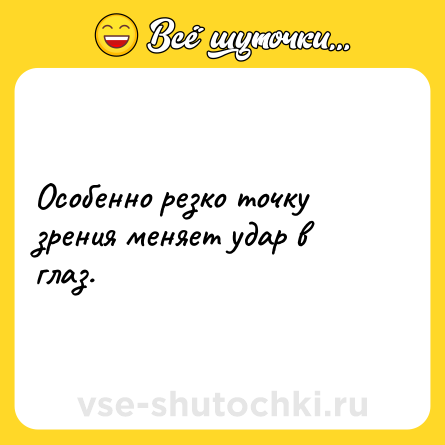 Шутка: Особенно резко точку зрения меняет удар в глаз.