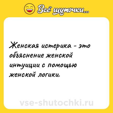Шутка: Женская истерика - это объяснение женской интуиции с помощью женской логики.