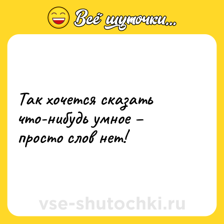 Шутка: Так хочется сказать что-нибудь умное – просто слов нет!