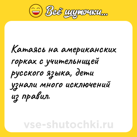 Шутка: Катаясь на американских горках с учительницей русского языка, дети узнали много исключений из правил.