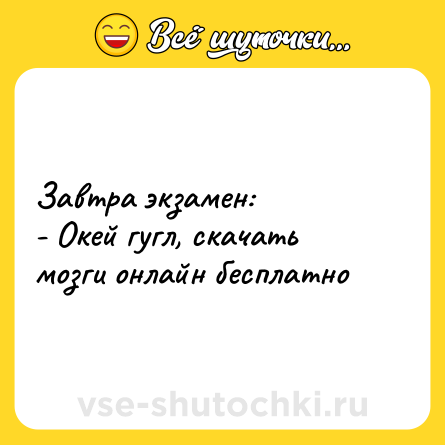 Шутка: Завтра экзамен:<br>- Окей гугл, скачать мозги онлайн бесплатно