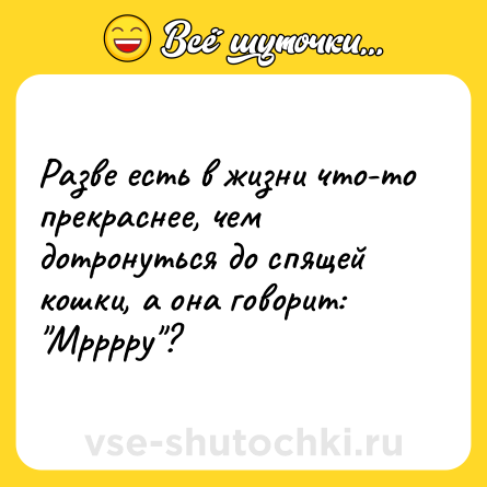 Шутка: Разве есть в жизни что-то прекраснее, чем дотронуться до спящей кошки, а она говорит: 