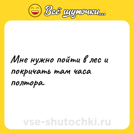 Шутка: Мне нужно пойти в лес и покричать там часа полтора.