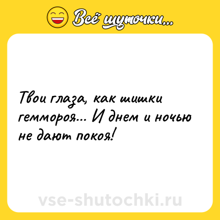 Шутка: Твои глаза, как шишки геммороя… И днем и ночью не дают покоя!